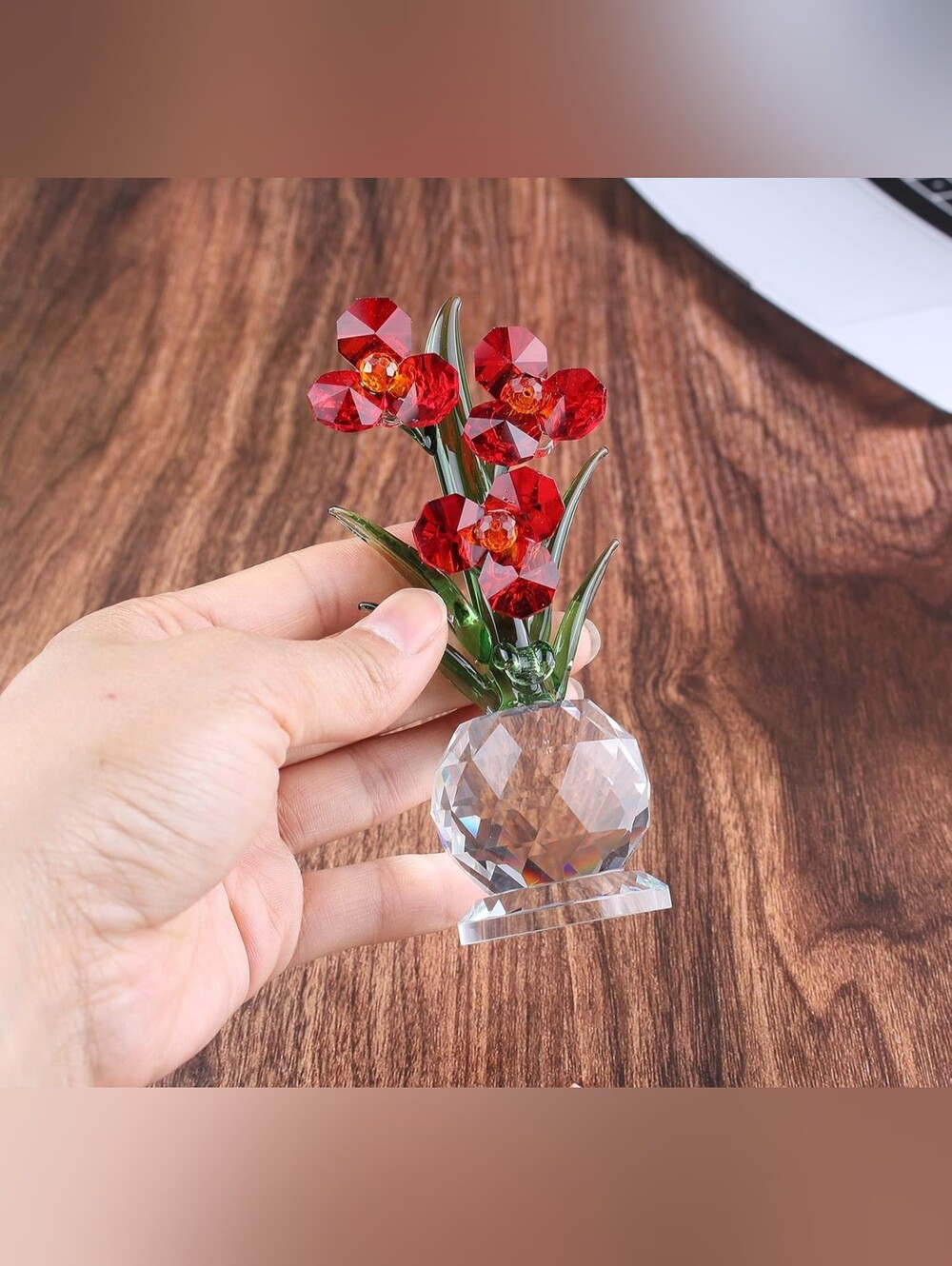 NWOT Orchid Crystal Vase Decor